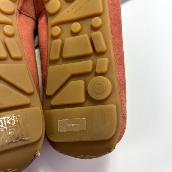 Aquatalia Size 7 Pink Suede Driving Loafers Tassle‎ Italy Dustbag Weatherproof - Picture 10 of 14